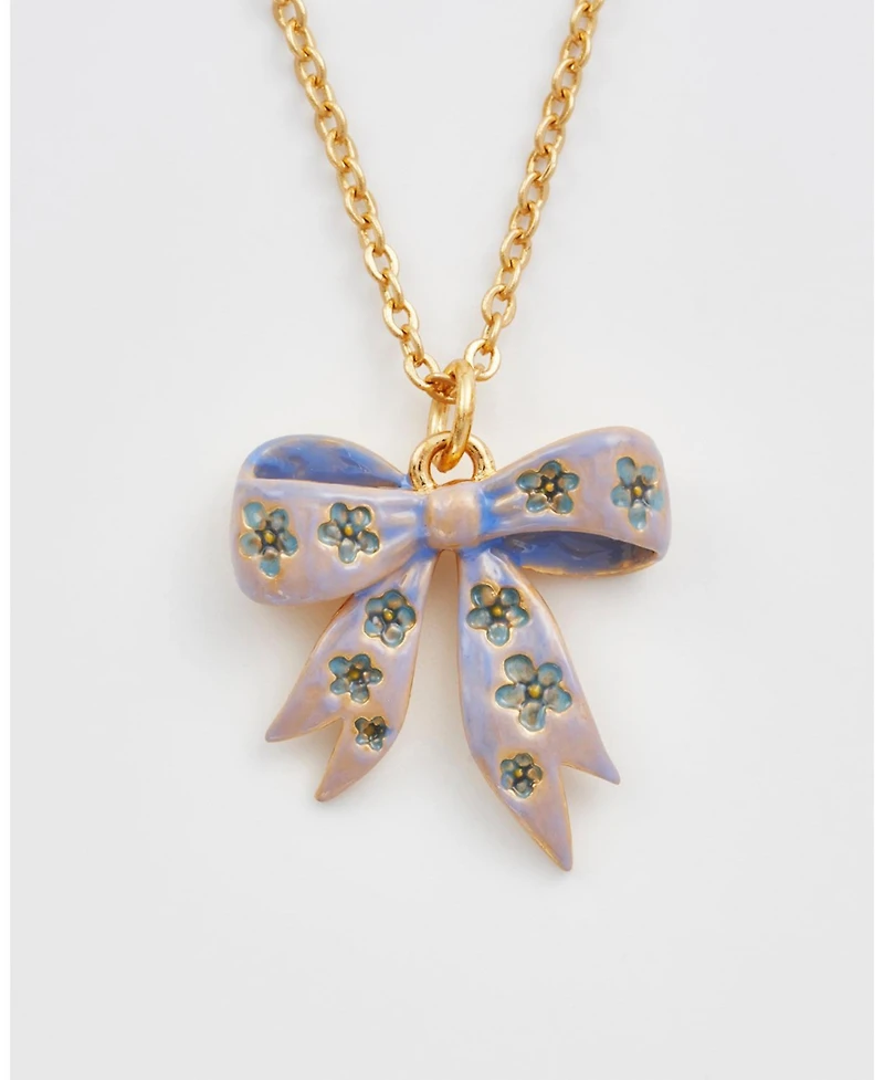 Fable England Forget Me Not Bow Pendant Necklace