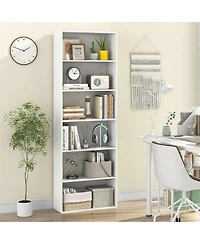 Gymax 6 Tier Bookshelf 70 Inch Tall Wooden Freestanding Storage Organizer with Open Shelves