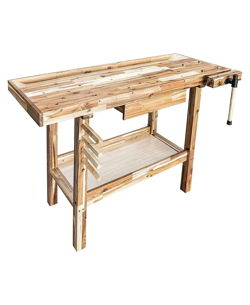 Olympia Tools 48 Inch Acacia Hardwood Woodworking Carpentry Workbench Storage