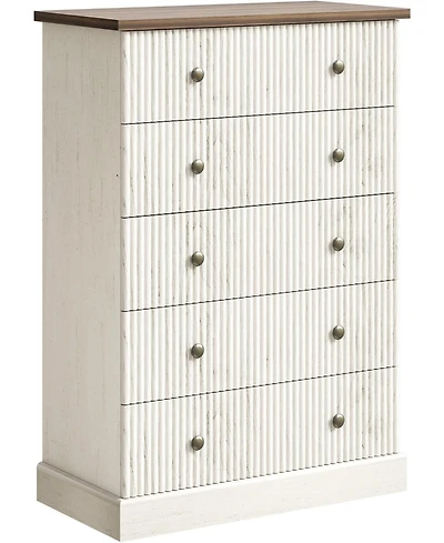 gaomon 5 Drawer Tall Wood Dresser with Metal Handles, Space-Saving Storage for Apartment