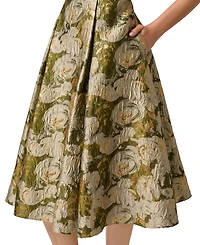 Adrianna Papell Women's Printed Boat Neck Midi Dress