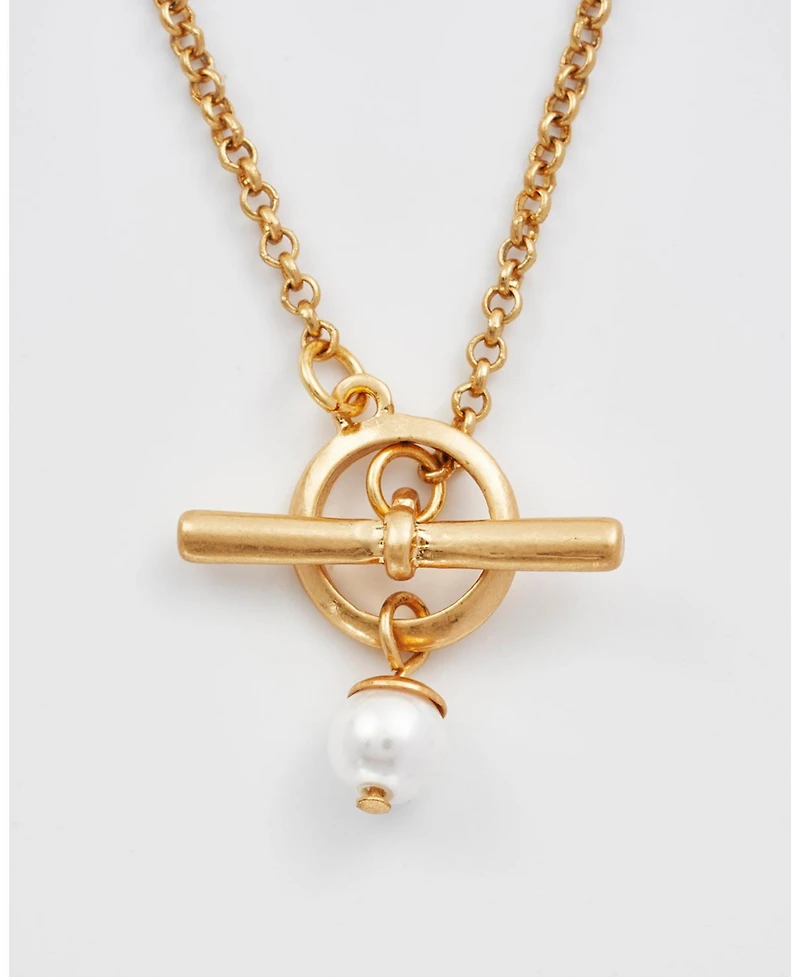 Fable England Pansy and Pearl Toggle Necklace