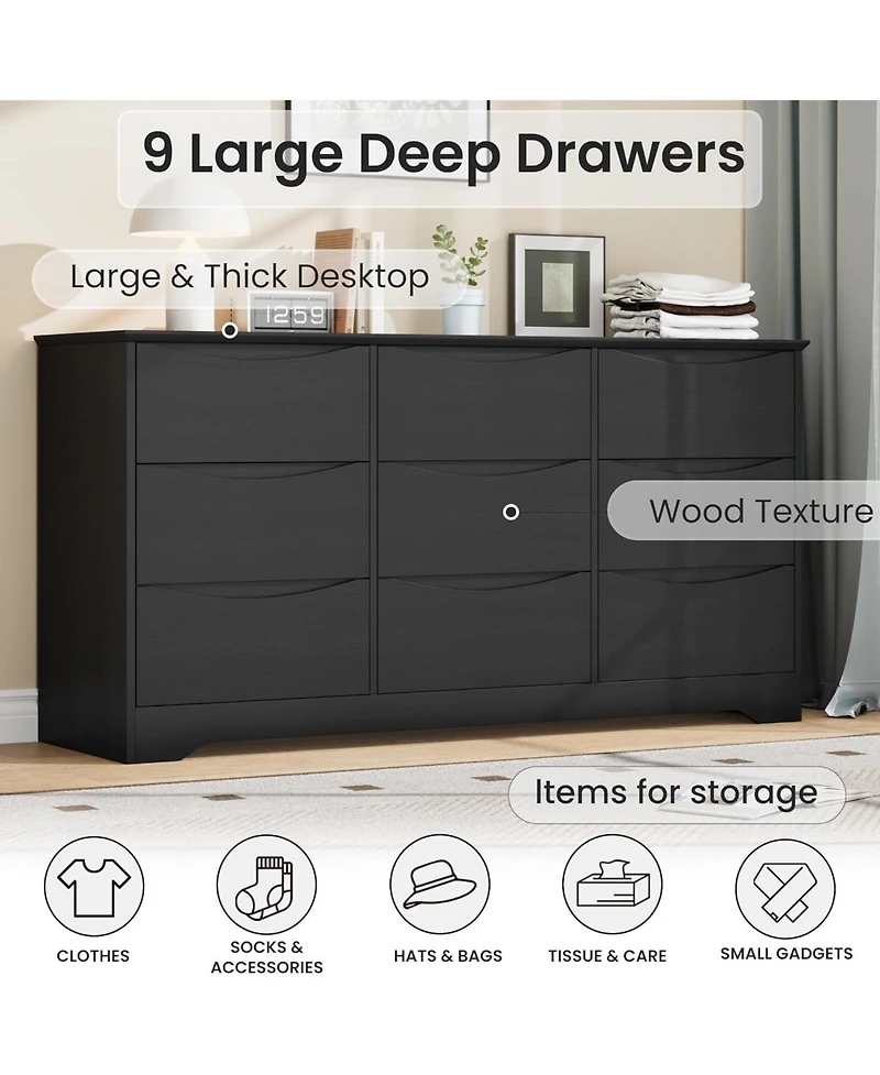 gaomon 9 Drawer Tall Wood Dresser
