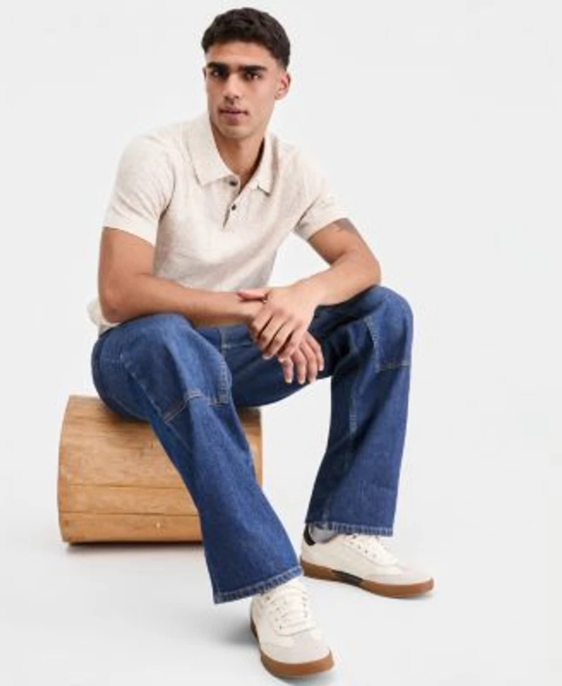 Sun Stone Mens Lagos Baggy Fit Jeans Square Stitch Marled Polo Shirt Macys Exclusive