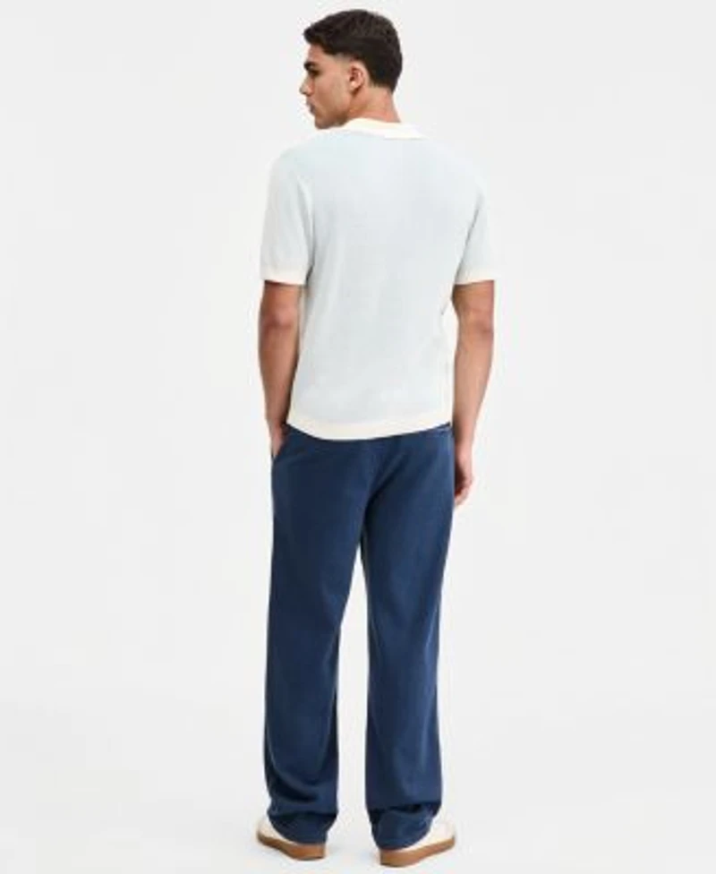 Sun Stone Mens Indigo Loose Fit Jeans Plaited Short Sleeve Camp Shirt Macys Exclusive