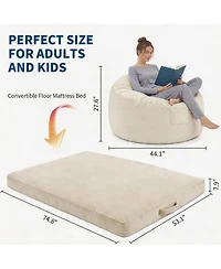 gaomon 4 in 1 Adult Bean Bag Chair, Large Beanbag with Memory Foam and Removable Cover, Oversized Flannel Lazy Sofa Couch Bed