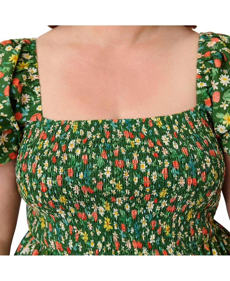 Unique Vintage Plus Smocked Bodice Midi Dress