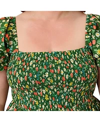 Unique Vintage Plus Smocked Bodice Midi Dress