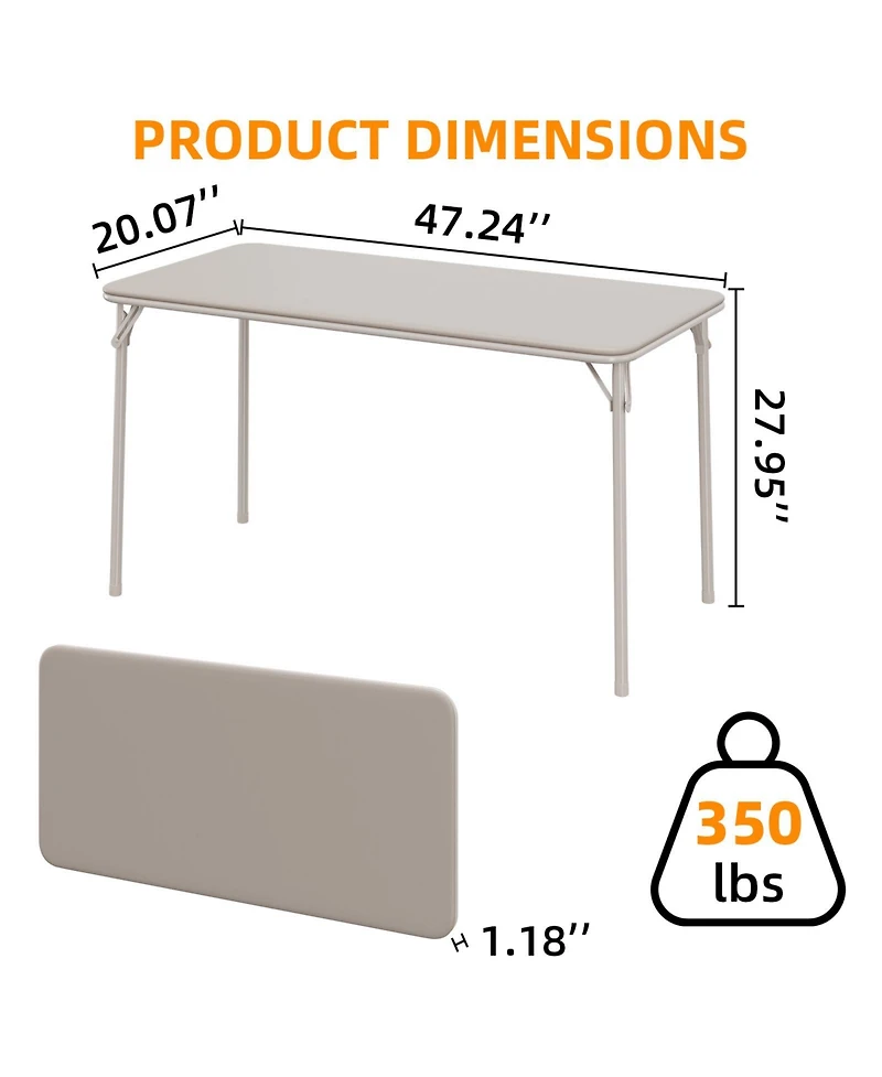 homfan Heavy-Duty Folding Table with Pu Leather Top and Sturdy Metal Frame - Portable Space-Saving for Parties, Picnics Events