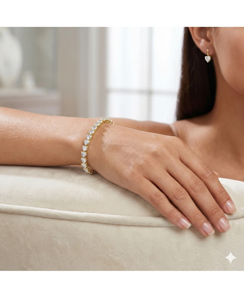 Simona Radiant Heart Cz Tennis Bracelet