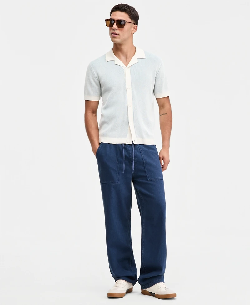 Sun + Stone Men's Plaited Short-Sleeve Camp Shirt, Macy's Exclusive