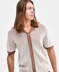 Sun + Stone Men's Plaited Short-Sleeve Camp Shirt, Macy's Exclusive