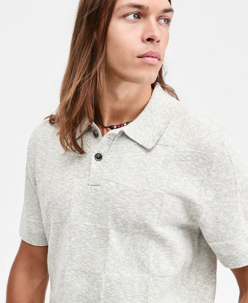 Sun + Stone Men's Square Stitch Marled Polo Shirt, Macy's Exclusive