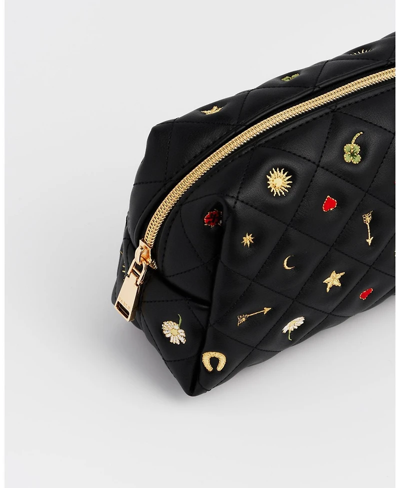 Fable England Women's Quilted Celestial Embroidered Pouch