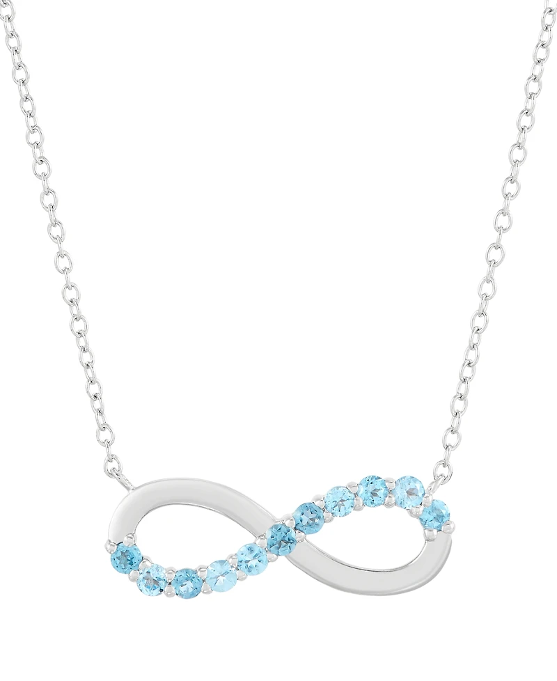 Macy's Swiss Blue Topaz (1/2 ct. t.w.) Infinity Pendant Necklace in Sterling Silver