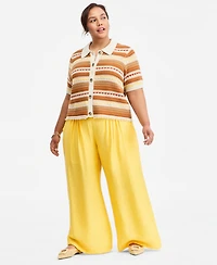 On 34th Trendy Plus Pull-On Pintucked Gauze Pants, Macy's Exclusive