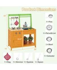 Costway Mud Kitchen for Kids with Realistic Stoves Faucet Sink Oven and Cookware Accessories