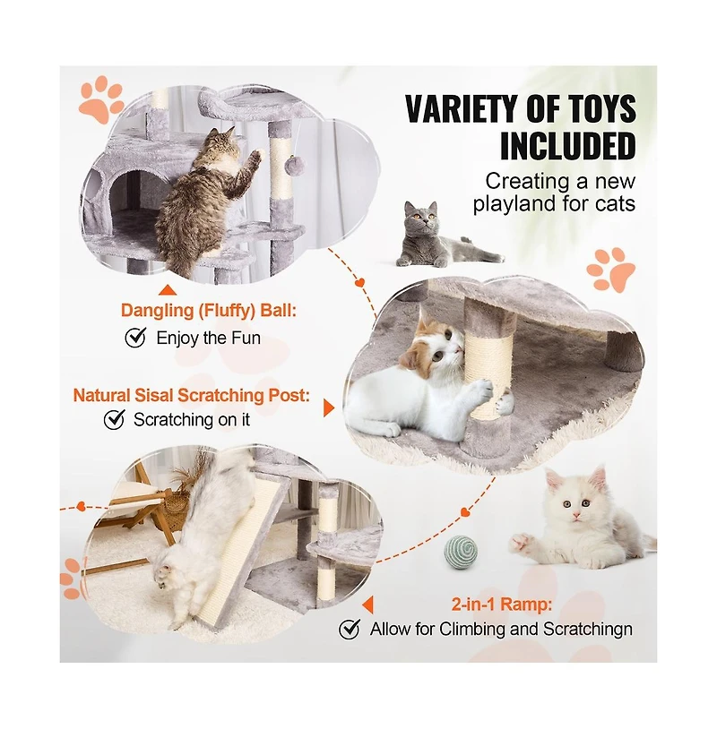 Ruie Cat Tree 68 in Tall Cat Tower with 2 Condos Sisal Posts Hammocks Perches