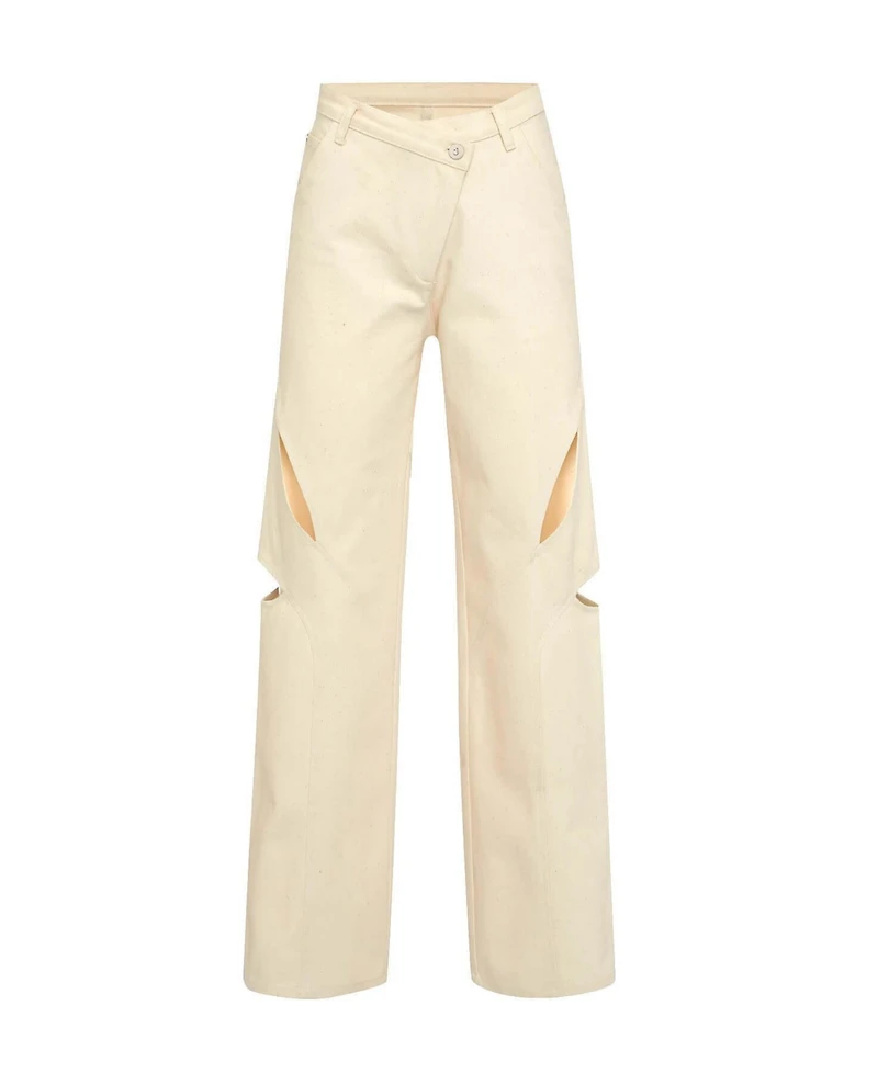 Jendue Women's Chaby Chic Cut-Out Denim Jeans - Unique and Stylish
