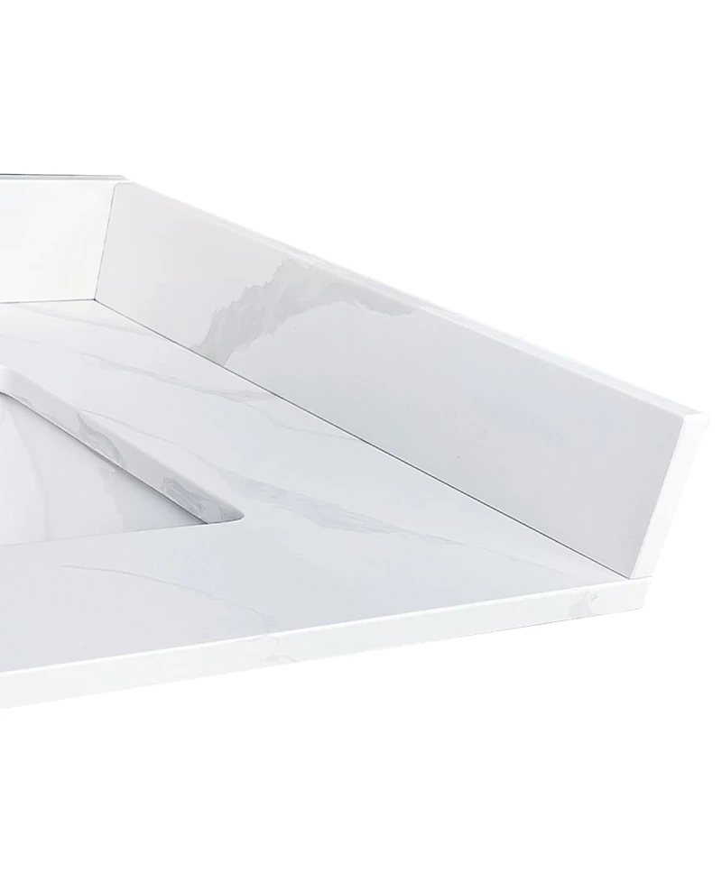 Sillysis Double Sink Quartz Bathroom Vanity Top with Undermount Sinks, Carrara Marble Look, 4" Backsplash, Stain and Heat Resistant