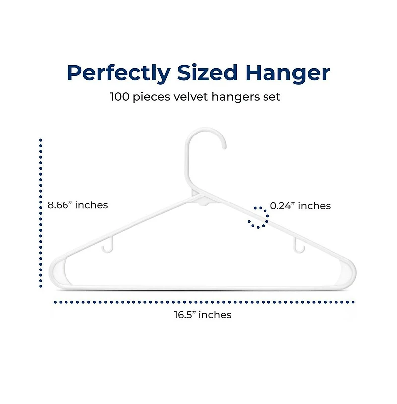 SereneLife 100-Piece Durable Plastic Clothes Hangers - Slim Design