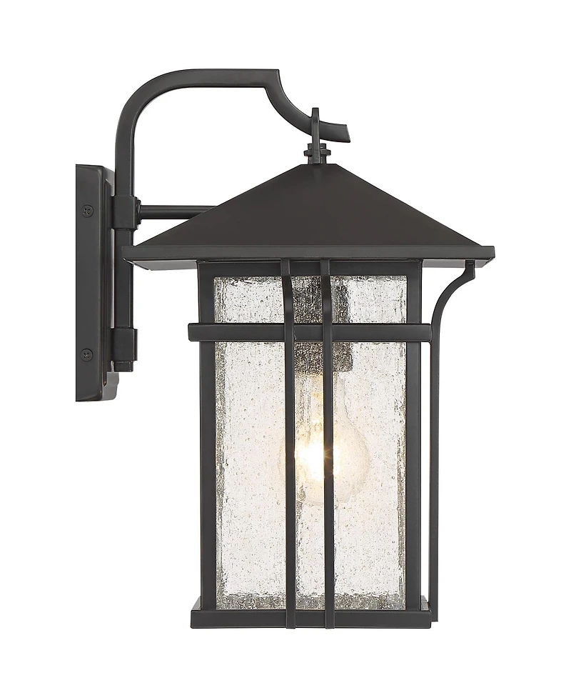John Timberland Syon Mission Outdoor Wall Light Fixtures Set of 2 Painted Bronze Lantern Clear Seeded Glass for Post Exterior Barn