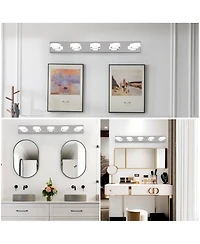 Busdays Modern 5 Light Led Vanity Light Fixture Chrome Finish with Acrylic Shades Dimmable Bathroom Wall Sconce for Mirror Shower Decor