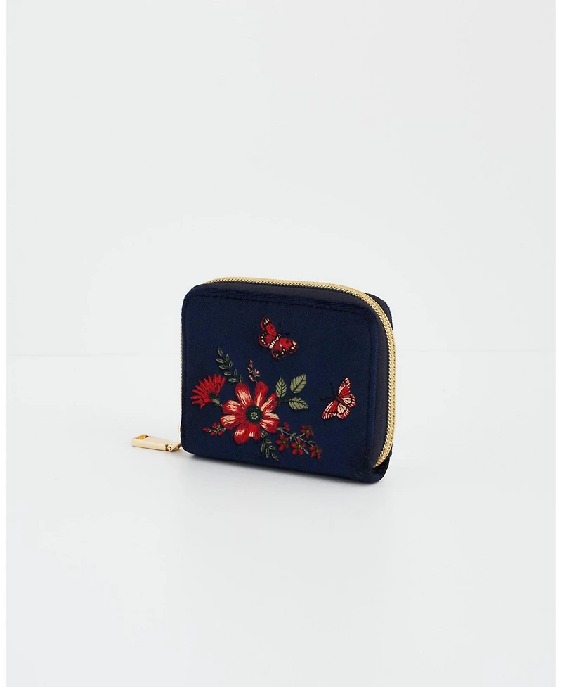Fable England Women's Floral Velvet Purse
