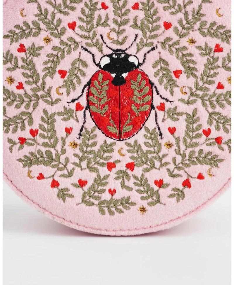 Fable England Women's Ladybird Velvet Embroidered Circle Jewellery Box
