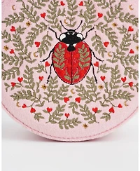 Fable England Women's Ladybird Velvet Embroidered Circle Jewellery Box