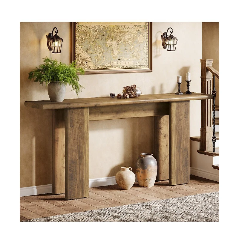 Slickblue Mid-Century Modern Sofa Console Table for Entryway and Behind Couch