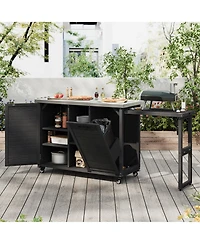 Mondawe 78.3" Outdoor Kitchen Island with Foldable Grill Table & Stainless Steel Top
