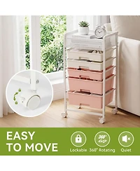 Tribesigns 6-Tier Rolling Craft Cart, Art Craft Organizers and Storage with 5 Drawers and Lockable Wheels, Rolling Utility Cart