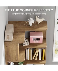 Slickblue Corner L-Shaped Bookcase with 6 Shelves for Display and Storage
