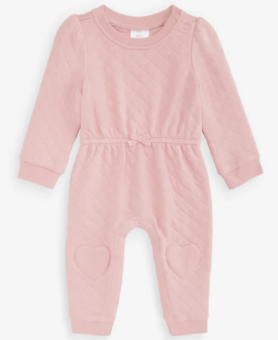First Impressions Baby Girls' 0M-24M Quilted Heart-Patch Coverall, Macy's Exclusive