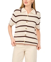 1.state Women's Collared Striped Short-Sleeve Button-Down Shirt