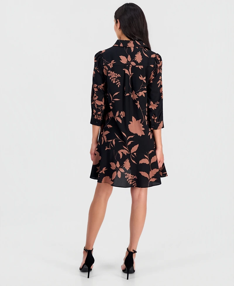 Robbie Bee Women's Printed 3/4-Sleeve Shirtdress