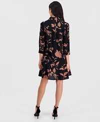 Robbie Bee Women's Printed 3/4-Sleeve Shirtdress