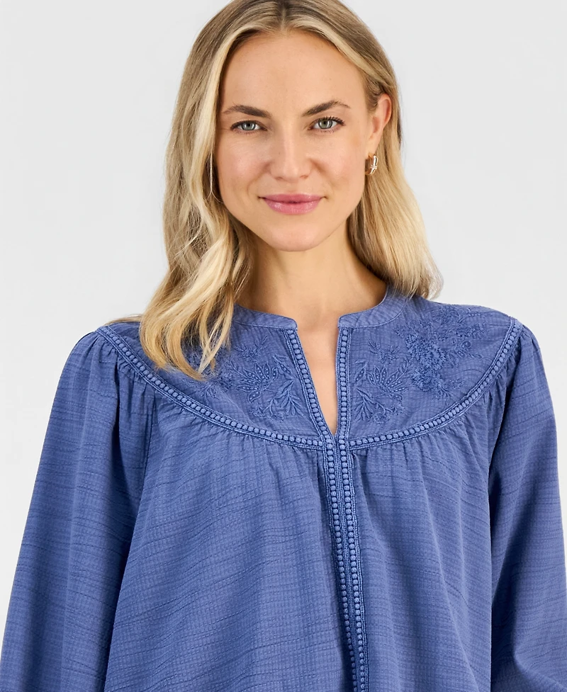 Style & Co Women's Cotton Embroidered Blouse, Macy's Exclusive