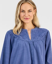 Style & Co Women's Cotton Embroidered Blouse, Macy's Exclusive