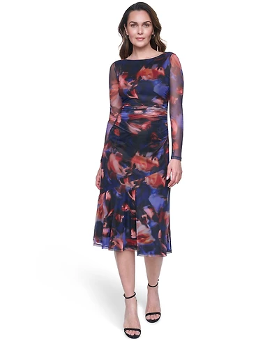 Vince Camuto Women's Printed Mesh Bodycon Midi Dress