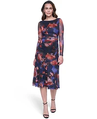 Vince Camuto Women's Printed Mesh Bodycon Midi Dress