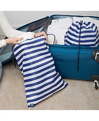 Lands' End 2-Pack Travel Laundry Bags, Polyester Canvas Dirty Clothes Travel Bag with Drawstring