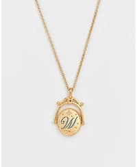 Fable England W Initial Water Lily Gold Spinner Chain Necklace
