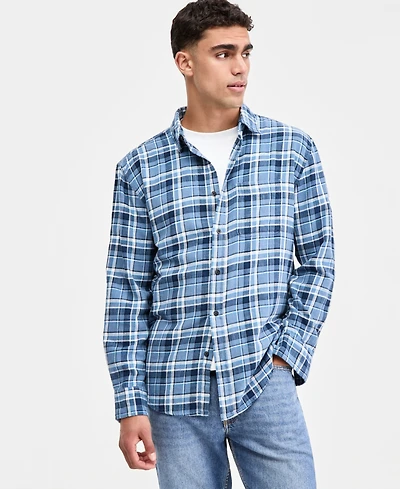 Sun + Stone Men's Dexter Plaid Long-Sleeve Shirt, Macy's Exclusive