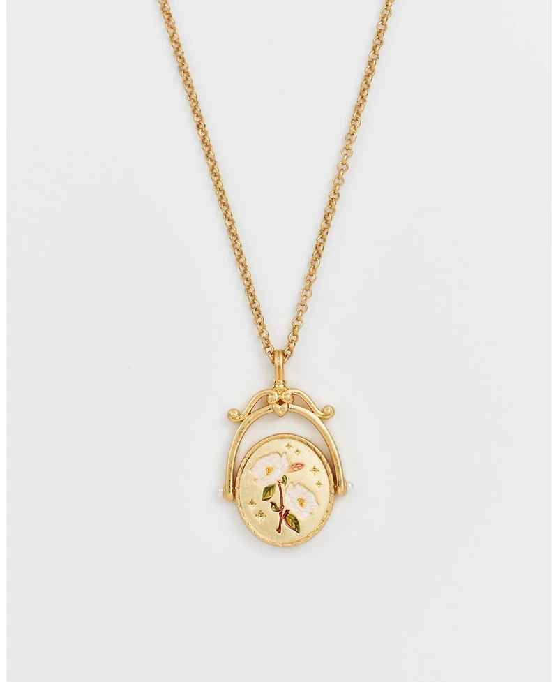Fable England M Initial Magnolia Spinner Chain Necklace