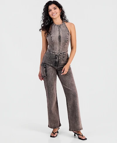 Bar Iii Women's Dirty Denim High-Rise Straight Jeans, Macy's Exclusive