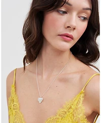 Fable England Silver Forget Me Not Heart Locket Necklace