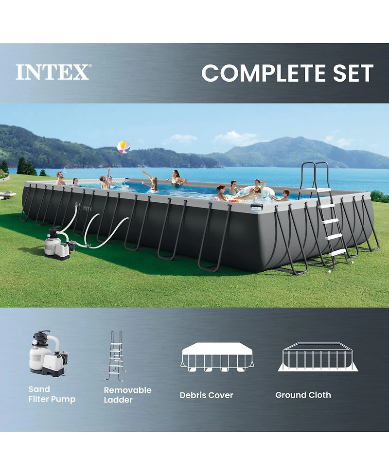 Intex 32ft x 16ft x 52in Ultra Xtr Rectangular Pool , Floats (2 Pack), & Cooler