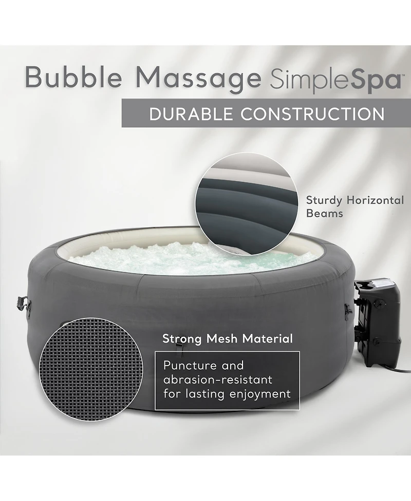 Intex SimpleSpa Bubble Massage 4 Person Inflatable Hot Tub with Insulated Cover